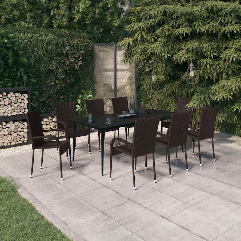 9-tlg. Garten-Essgruppe Braun und Schwarz
