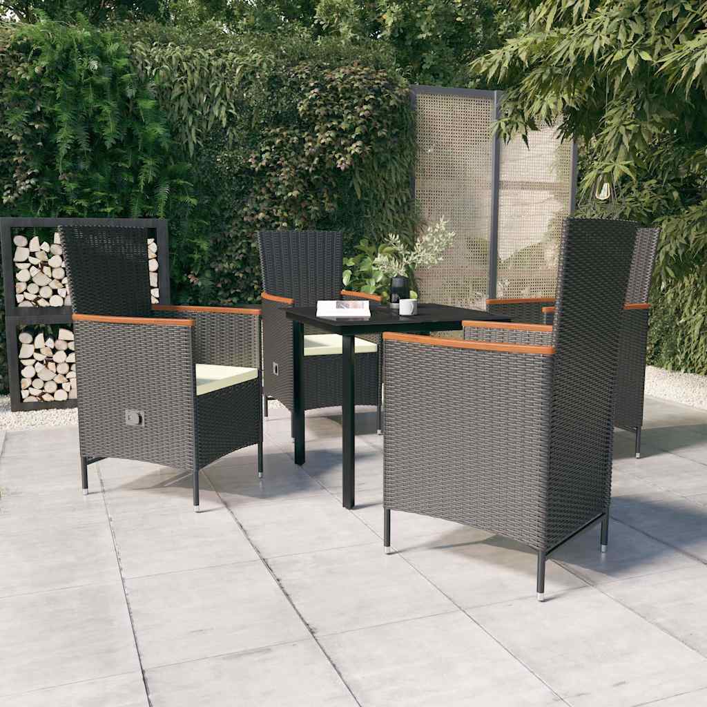 5-tlg. Garten-Essgruppe mit Kissen Schwarz