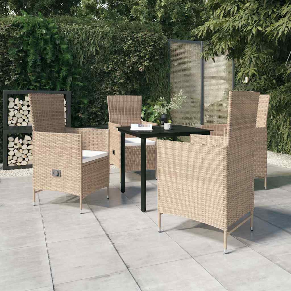 5-tlg. Garten-Essgruppe mit Kissen Beige