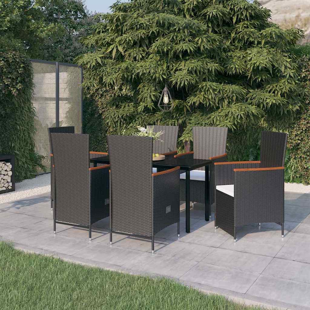 7-tlg. Garten-Essgruppe mit Kissen Schwarz
