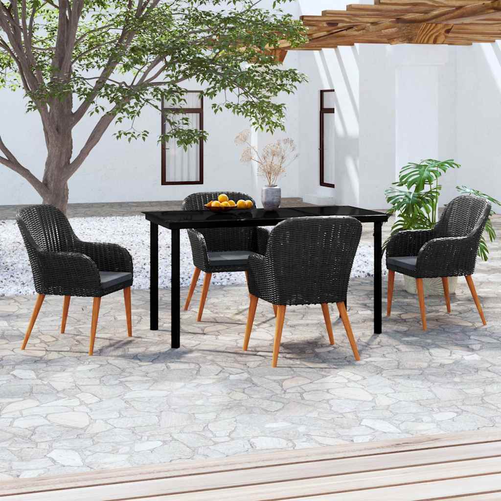 5-tlg. Garten-Essgruppe mit Kissen Schwarz