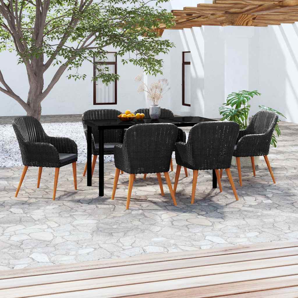 7-tlg. Garten-Essgruppe mit Kissen Schwarz