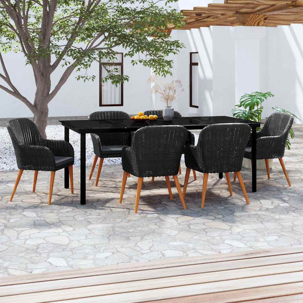 7-tlg. Garten-Essgruppe mit Kissen Schwarz