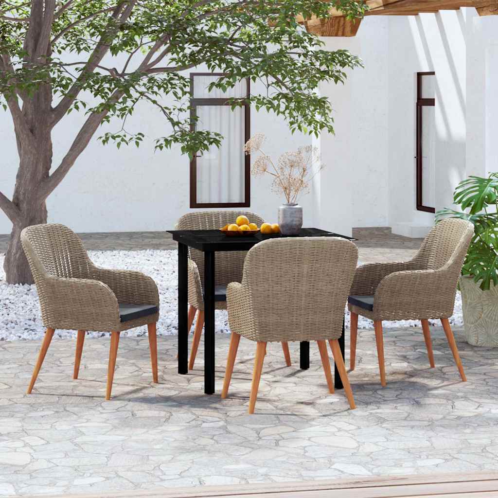 5-tlg. Garten-Essgruppe mit Kissen Braun