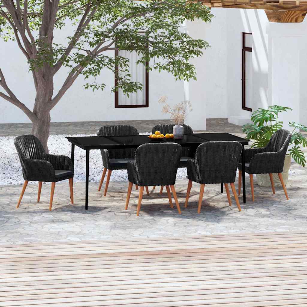 7-tlg. Garten-Essgruppe mit Kissen Schwarz