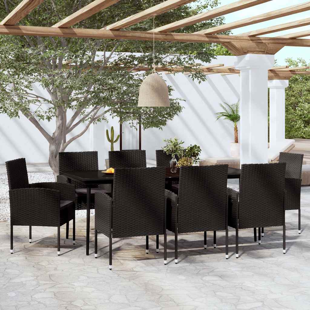 9-tlg. Garten-Essgruppe Schwarz