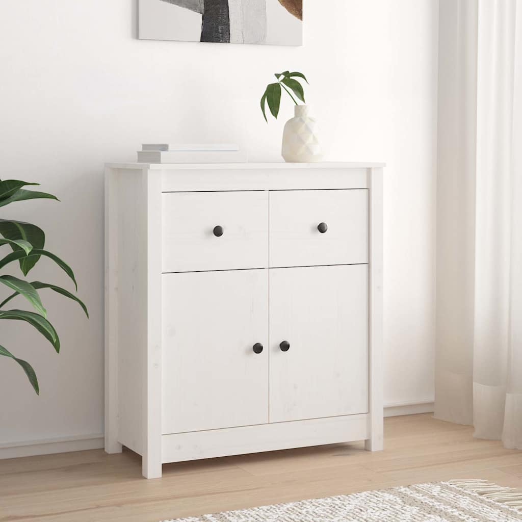 Sideboard Weiß 70x35x80 cm Massivholz Kiefer