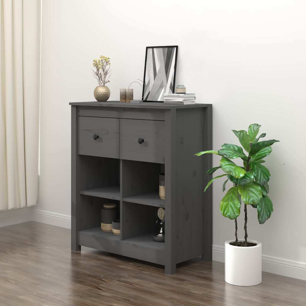 Sideboard Grau 70x35x80 cm Massivholz Kiefer