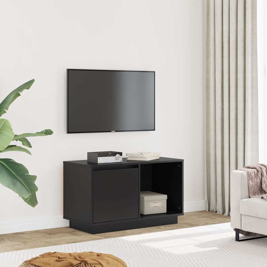 TV-Schrank Schwarz 74x35x44 cm Massivholz Kiefer
