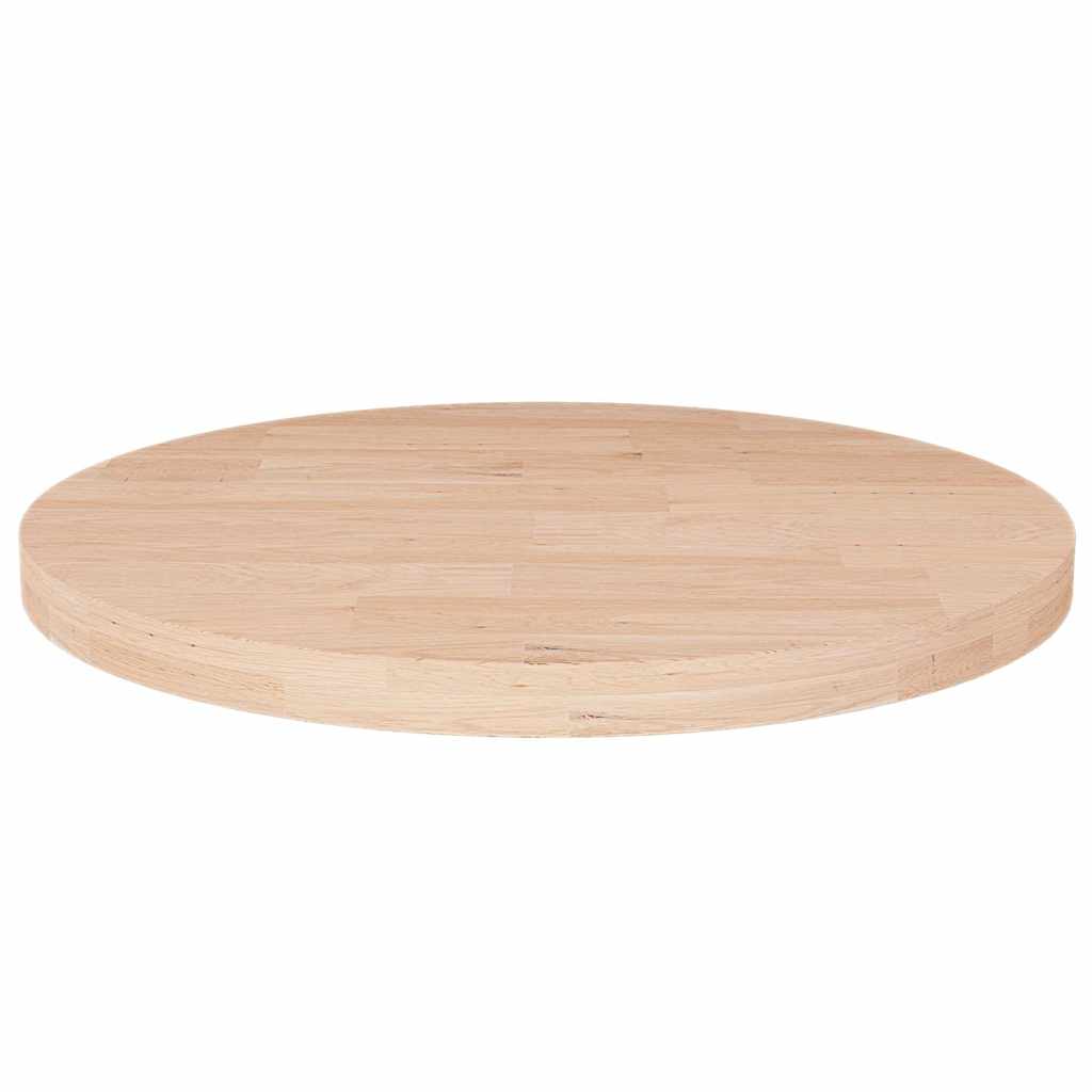 Runde Tischplatte Ø50x2,5 cm Unbehandeltes Massivholz Eiche