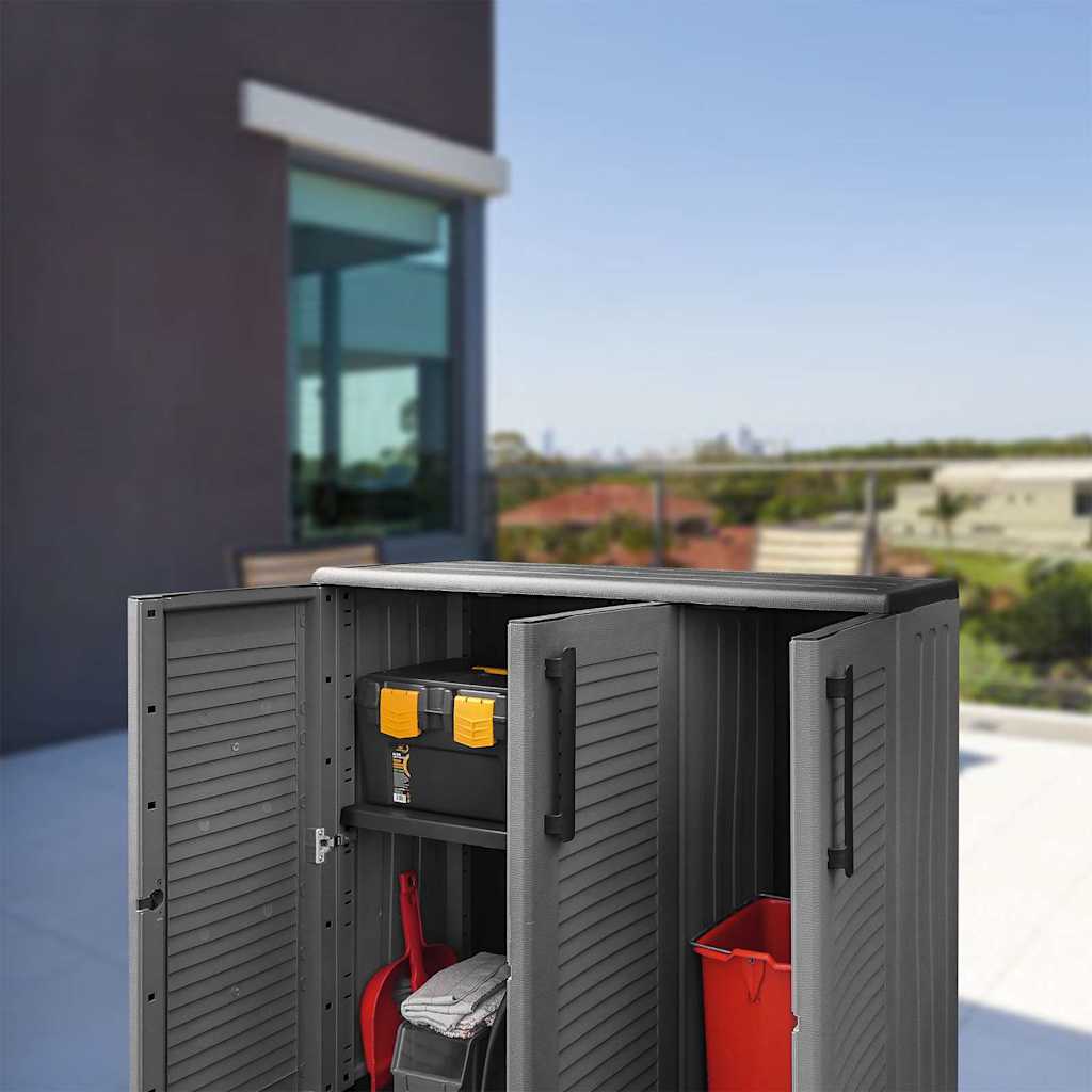 Gartenschrank Grau und Schwarz 102x37x84 cm PP