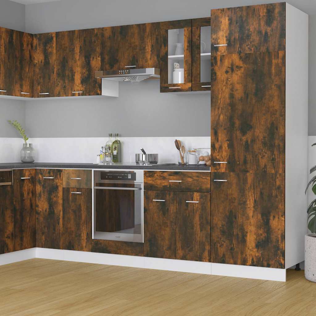 Hängeschrank Lyon Glas Räuchereiche 60x31x60 cm Holzwerkstoff