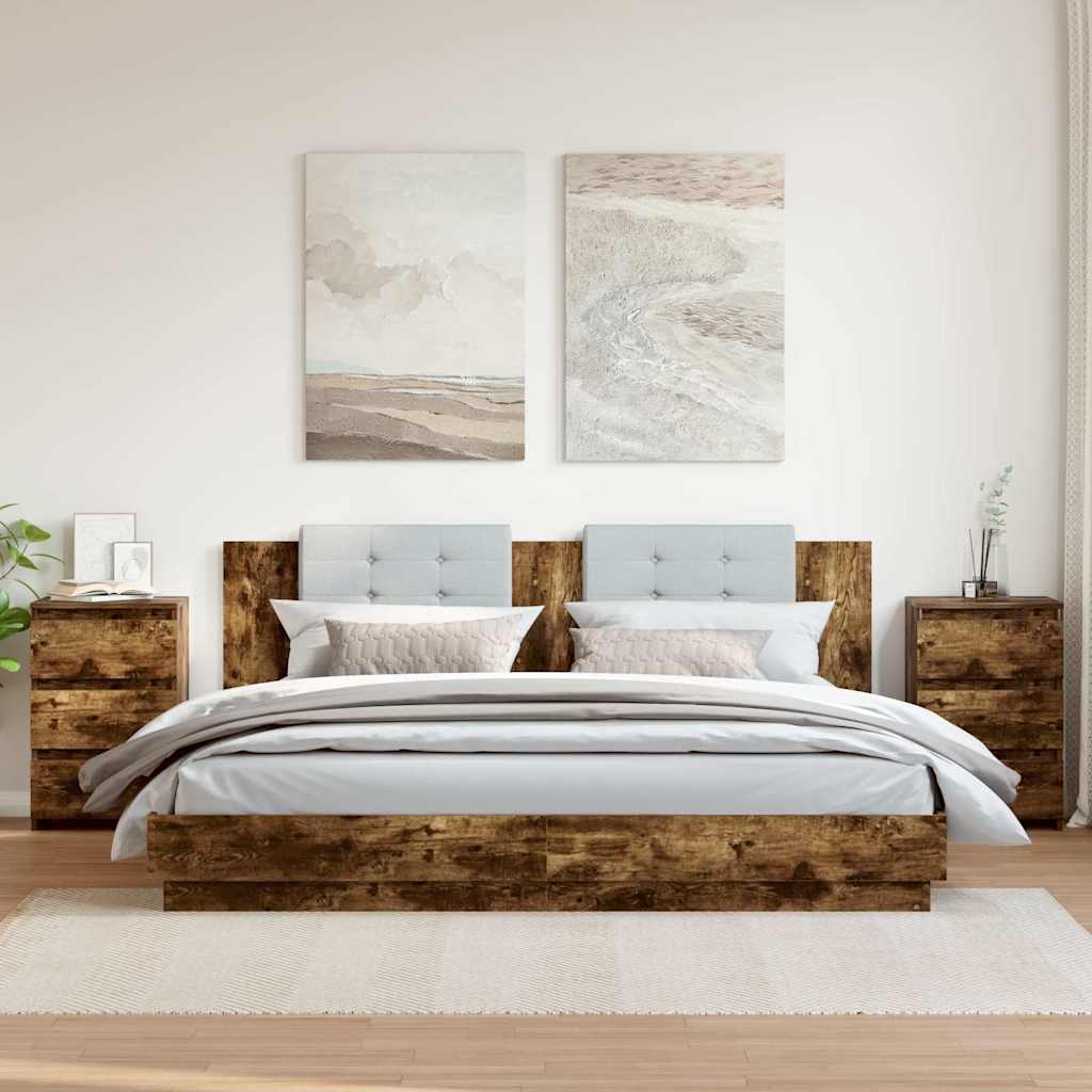 Nachttische 2 Stk. Räuchereiche 40x35x62,5 cm Holzwerkstoff