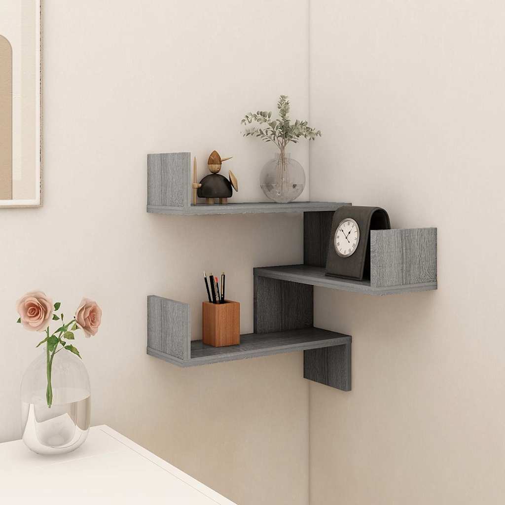 Wand-Eckregale Wandhalterung Graues Sonoma 40 x 40 x 49,5 cm