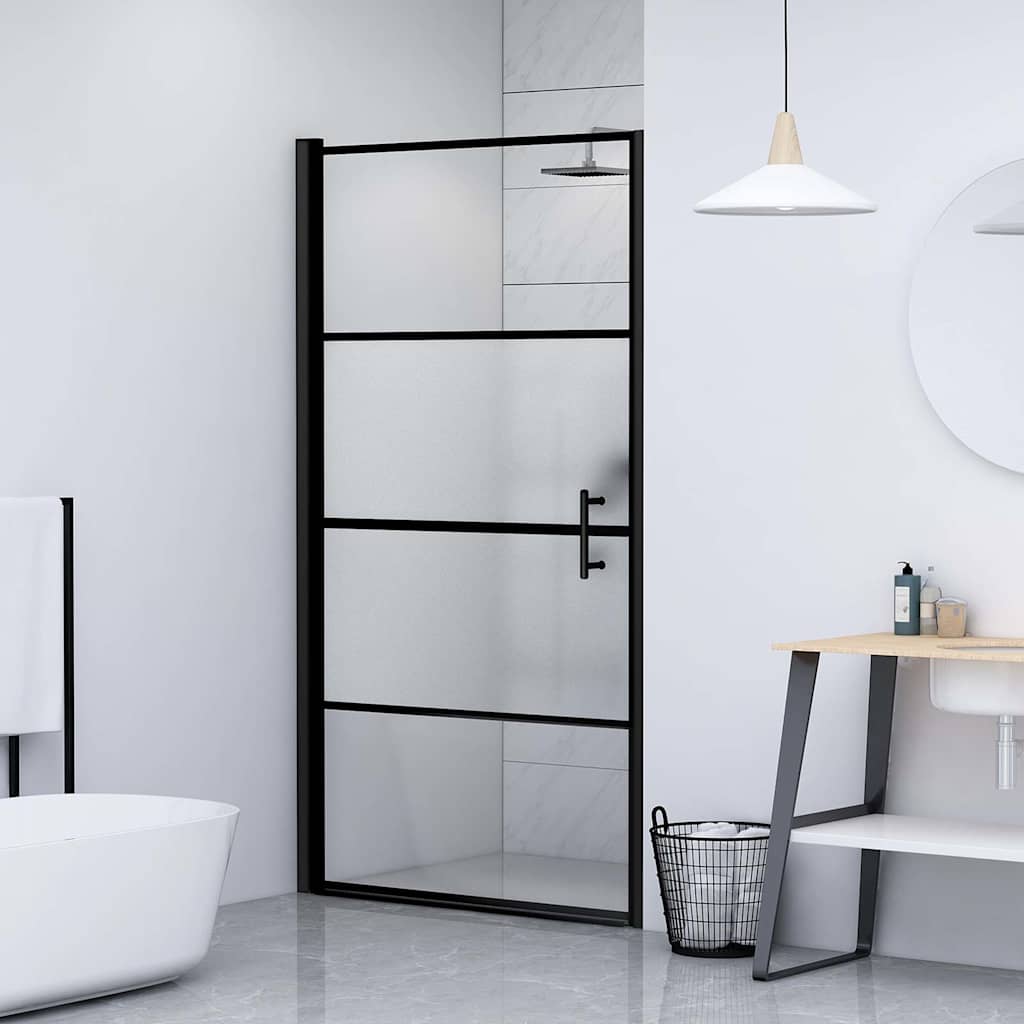 Duschtür 100x178 cm Halbmatt Hartglas Schwarz