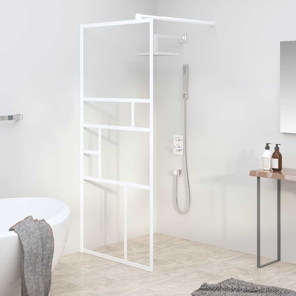 Duschwand für Walk-In Dusche 80x195 cm ESG-Glas Weiß