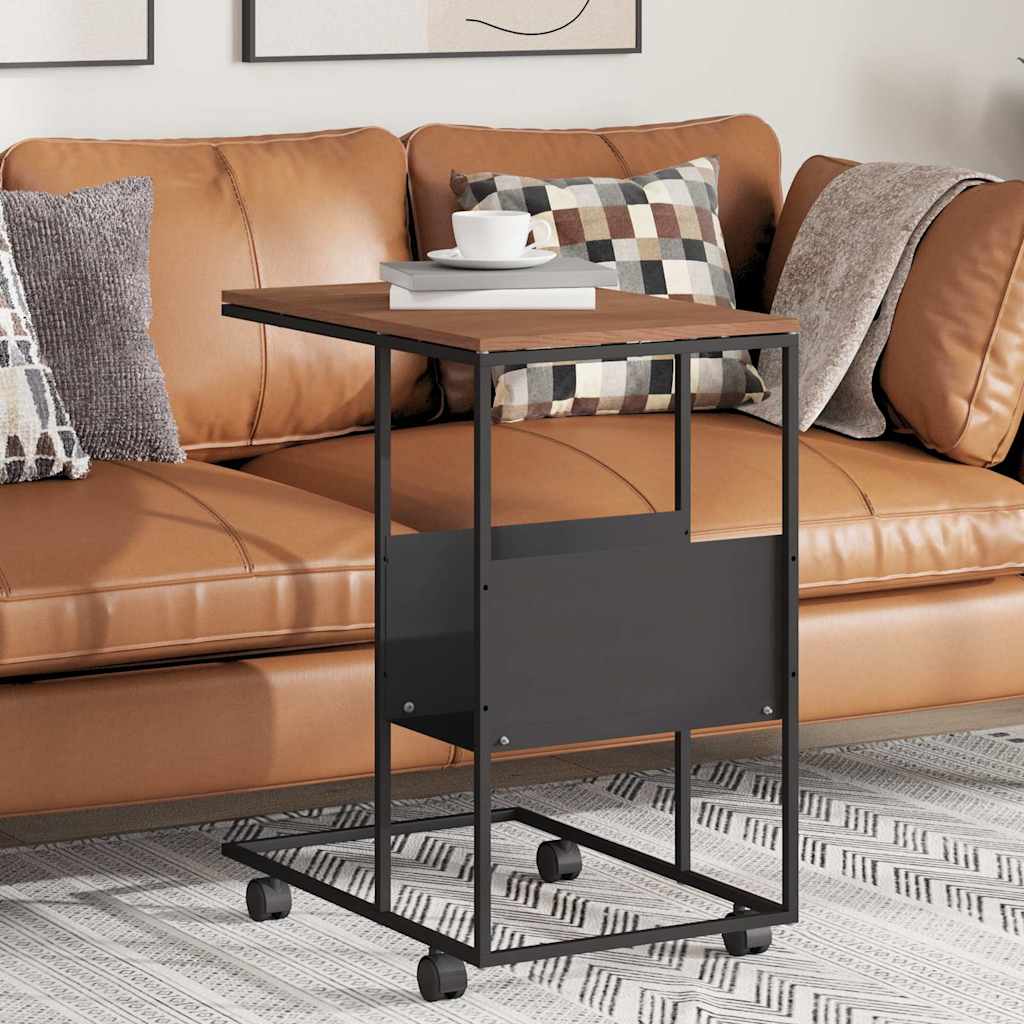 Beistelltisch mit Rollen Schwarz 55x36x63,5 cm Holzwerkstoff