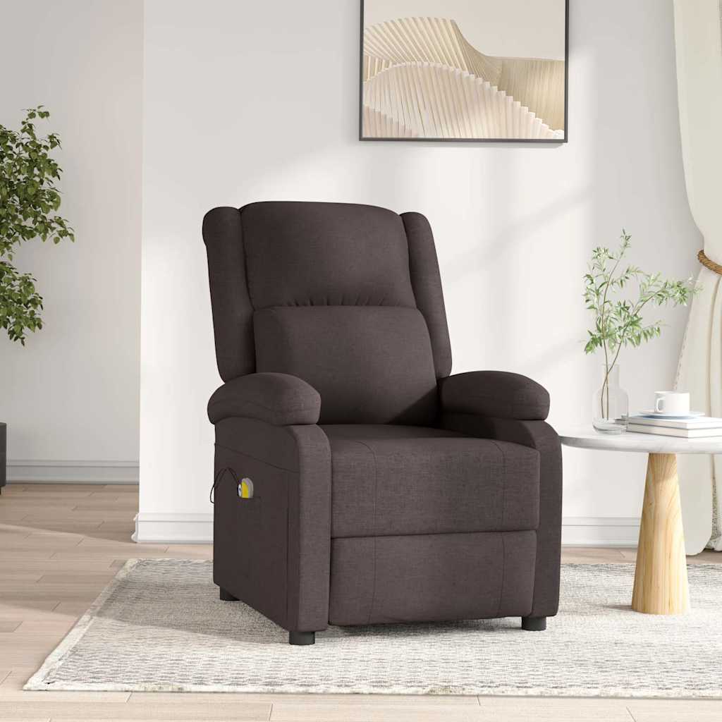 Massagesessel Elektrisch Dunkelbraun Stoff