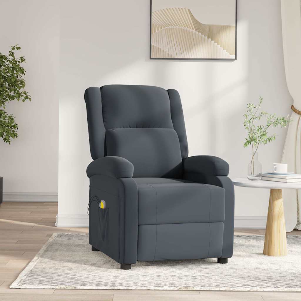 Massagesessel Elektrisch Dunkelgrau Samt