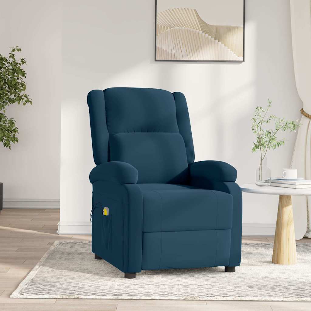 Elektrischer Massagesessel Blau Samt