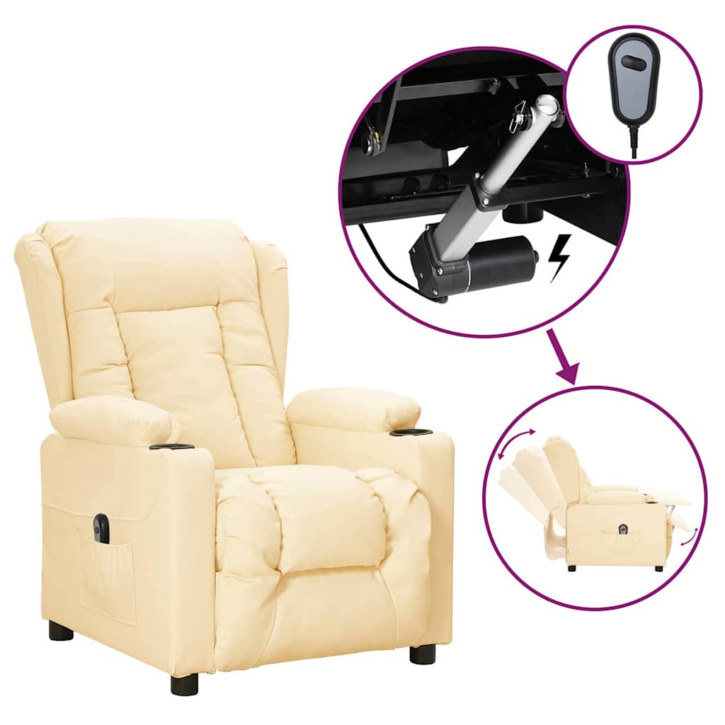 Relaxsessel Elektrisch Creme Kunstleder
