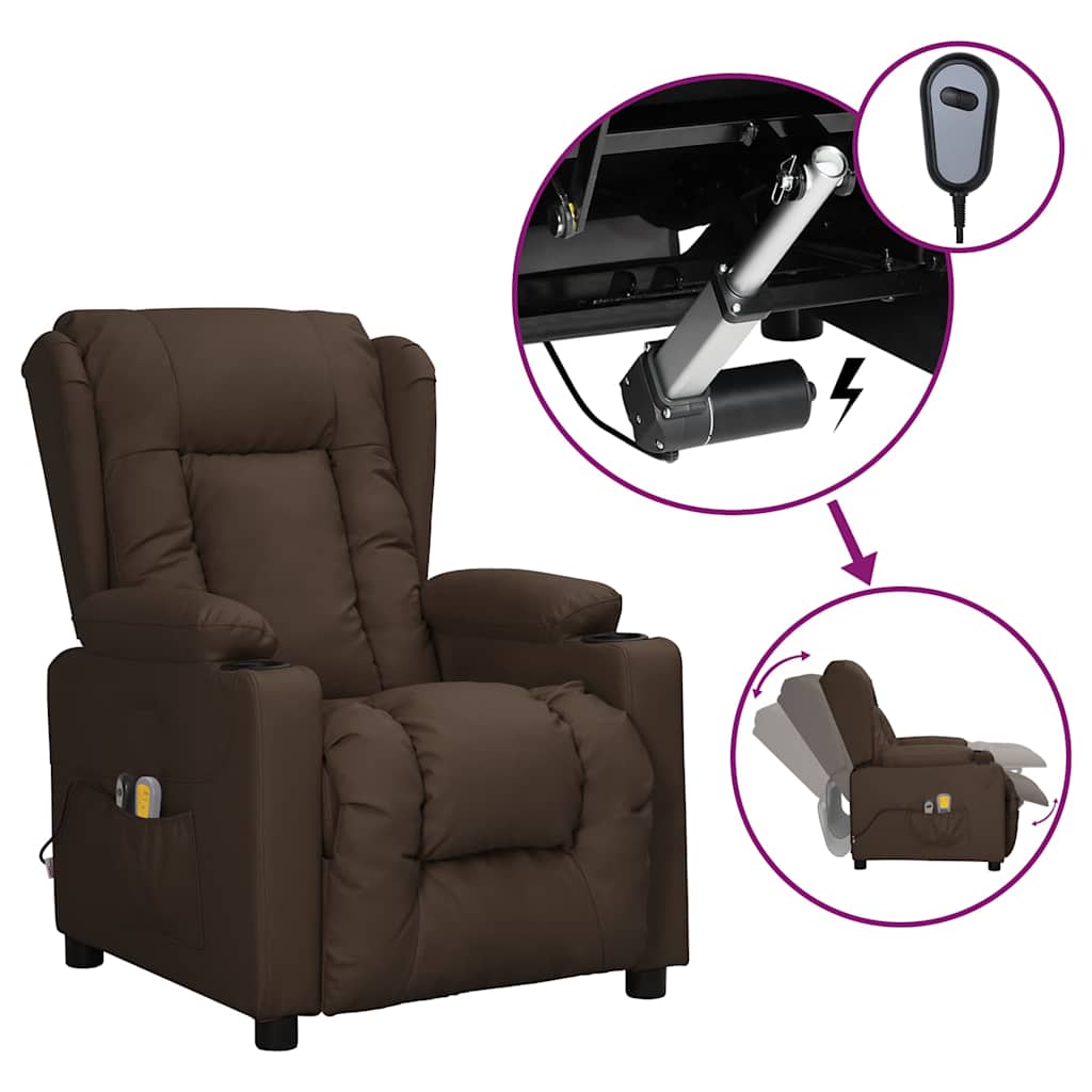 Massagesessel Elektrisch Braun Kunstleder