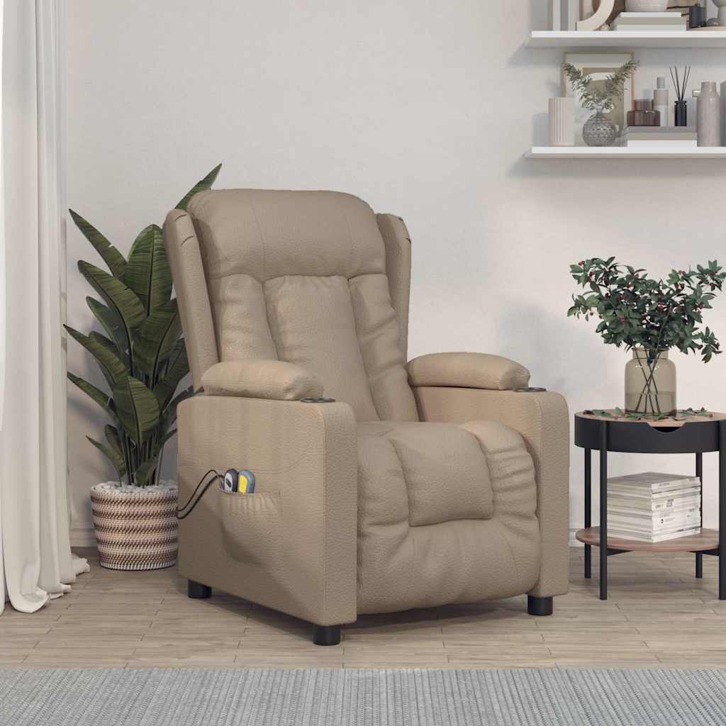 Massagesessel Elektrisch Cappuccino-Braun Kunstleder