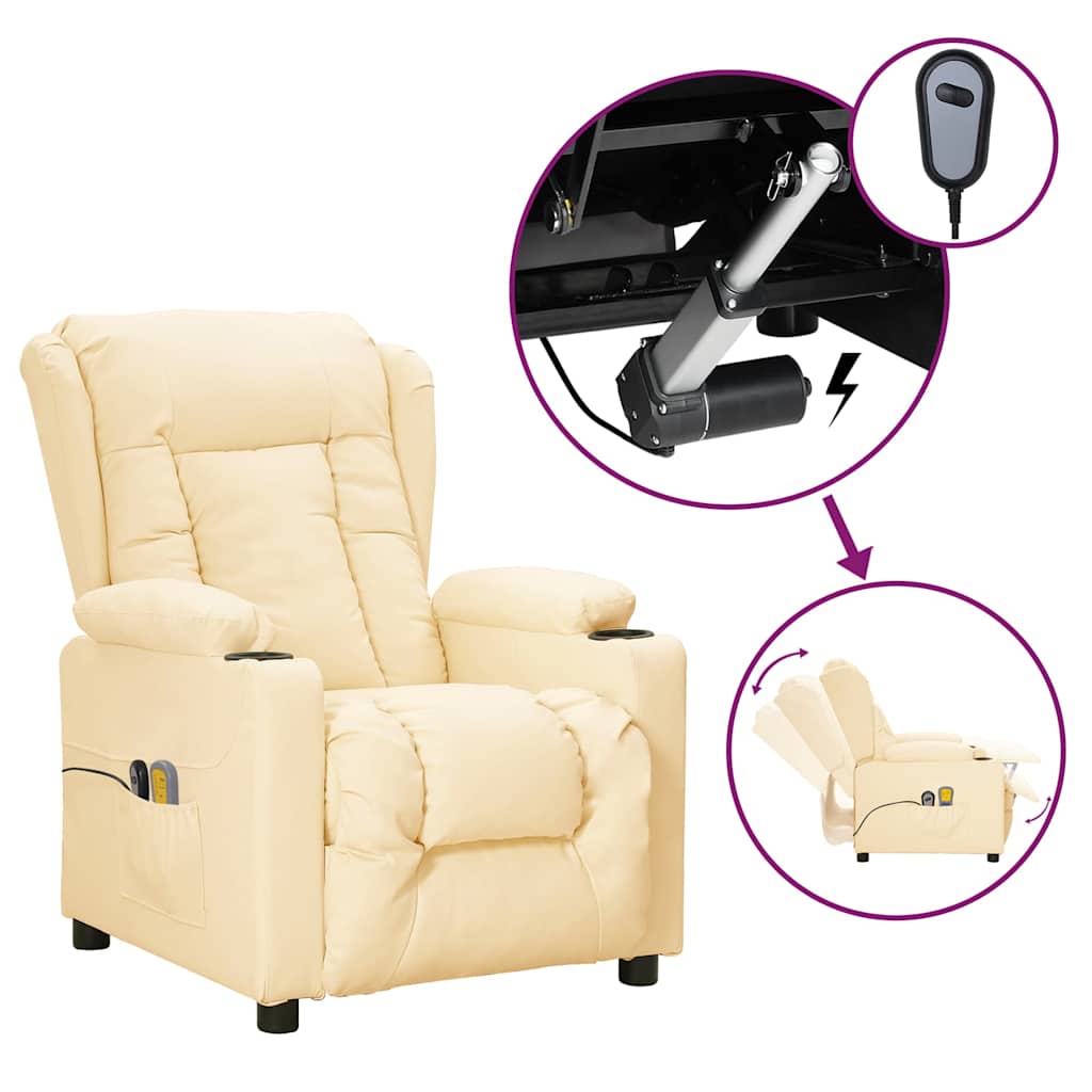 Massagesessel Elektrisch Creme Kunstleder