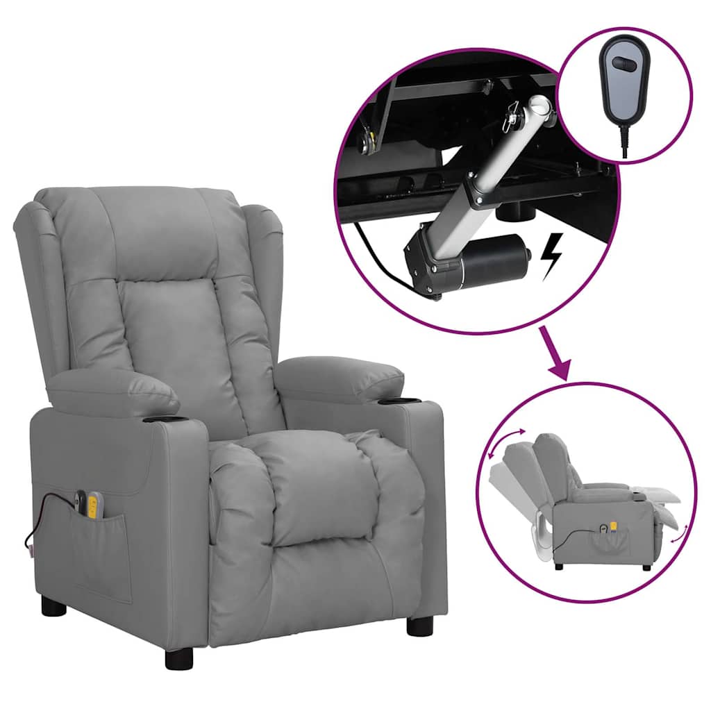 Massagesessel Elektrisch Grau Kunstleder