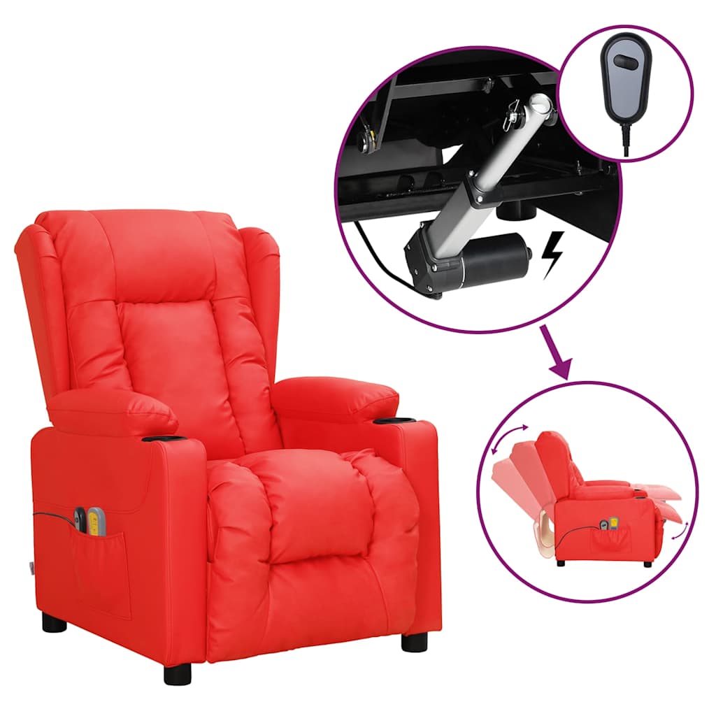 Massagesessel Elektrisch Rot Kunstleder