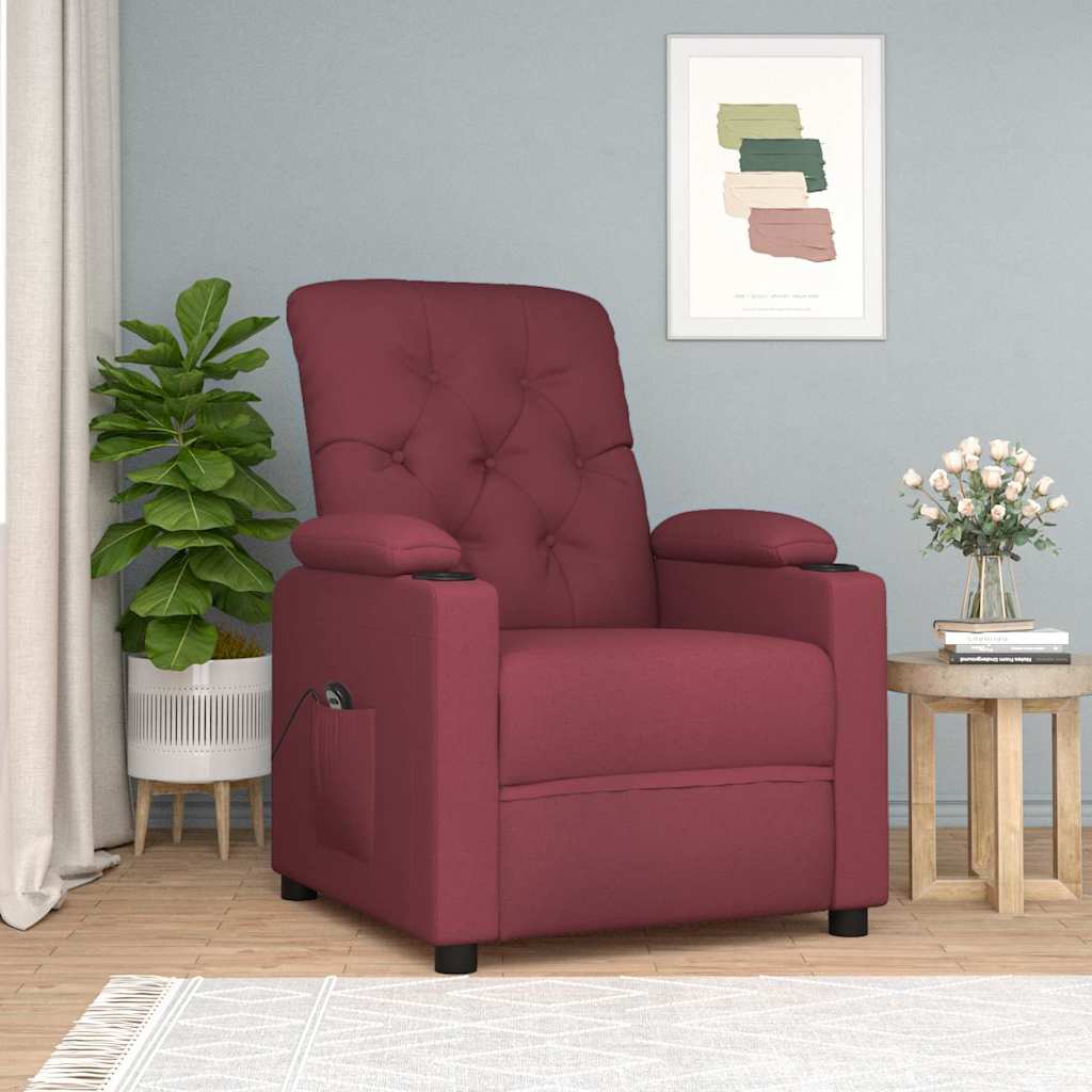 Relaxsessel Elektrisch Weinrot Stoff