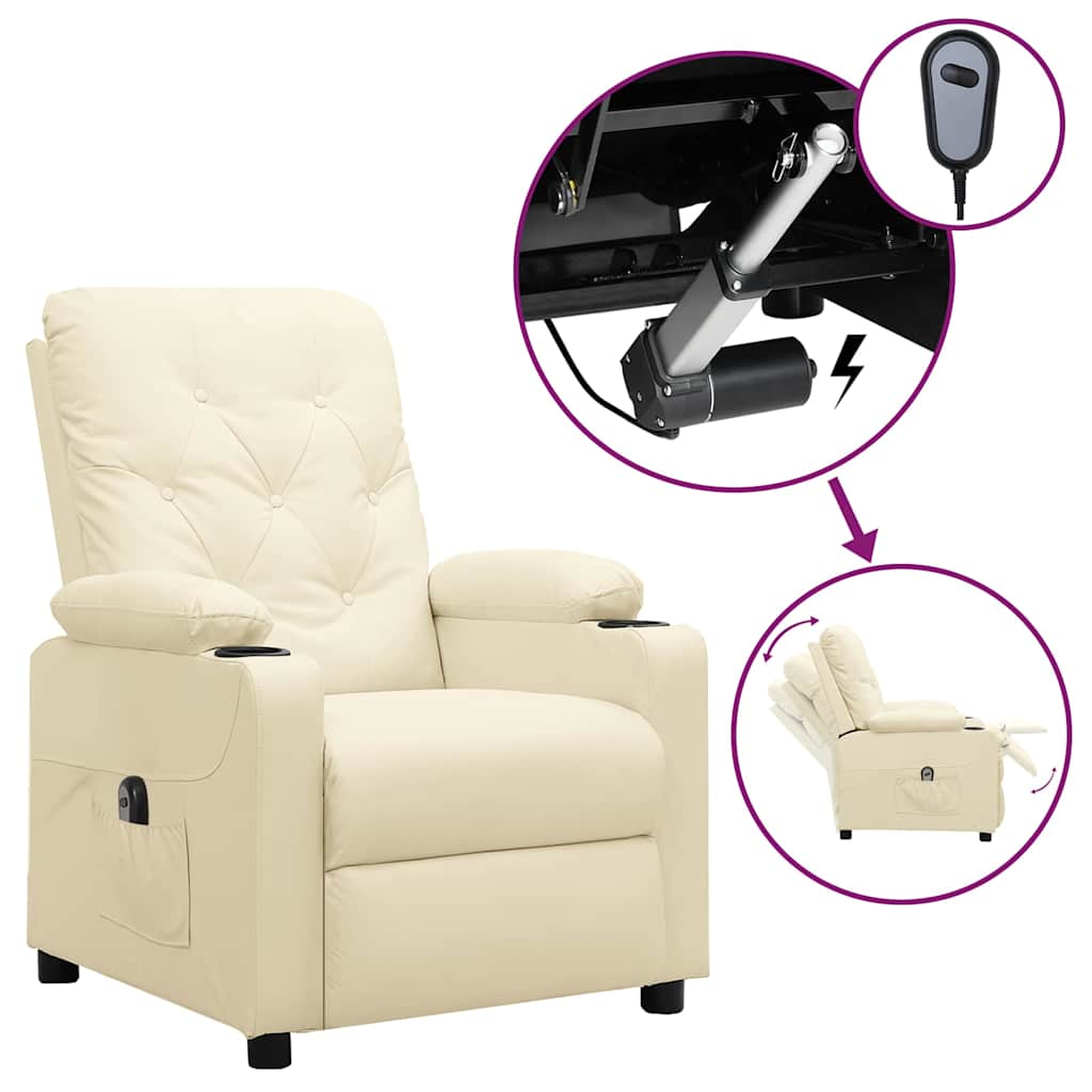 Relaxsessel Elektrisch Creme Kunstleder