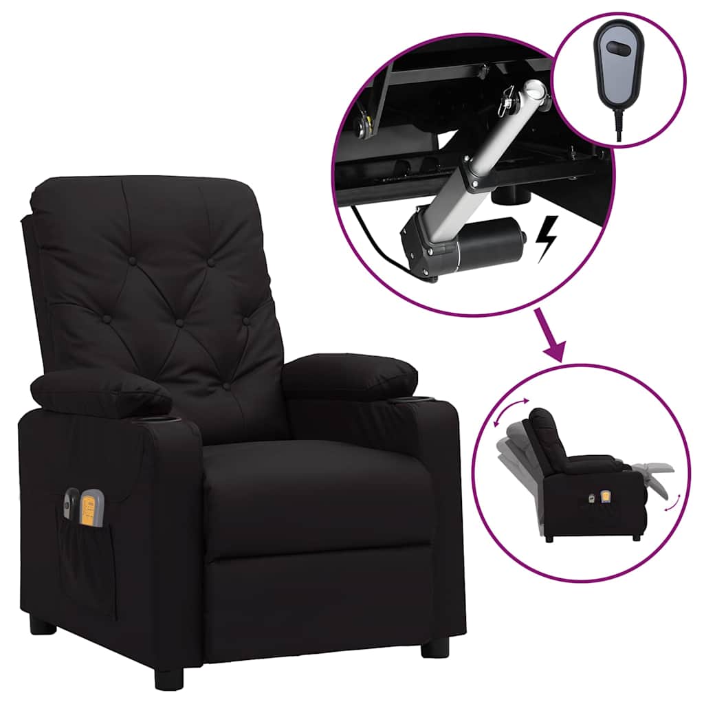 Massagesessel Elektrisch Schwarz Kunstleder
