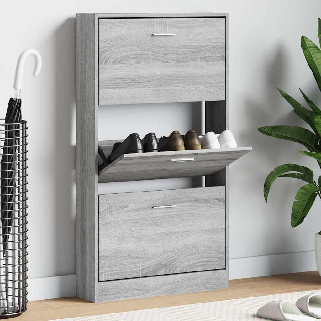 Schuhschrank Grau Sonoma 59x17x108 cm Holzwerkstoff