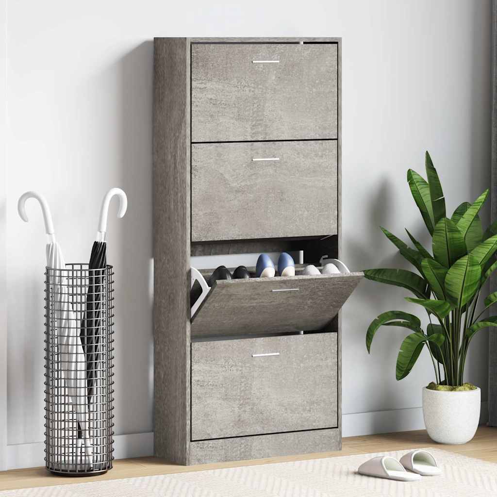 Schuhschrank Betongrau 63x24x147 cm Holzwerkstoff