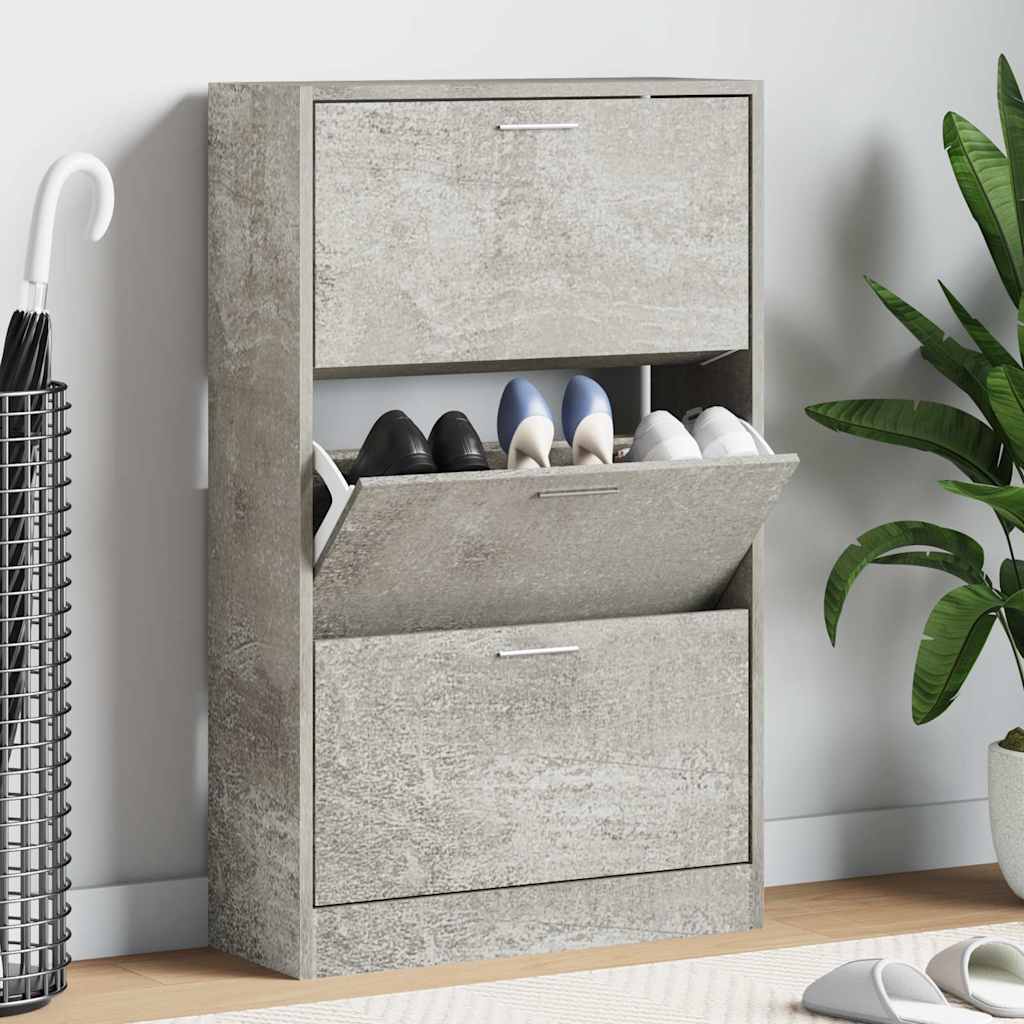 Schuhschrank Betongrau 63x24x103 cm Holzwerkstoff