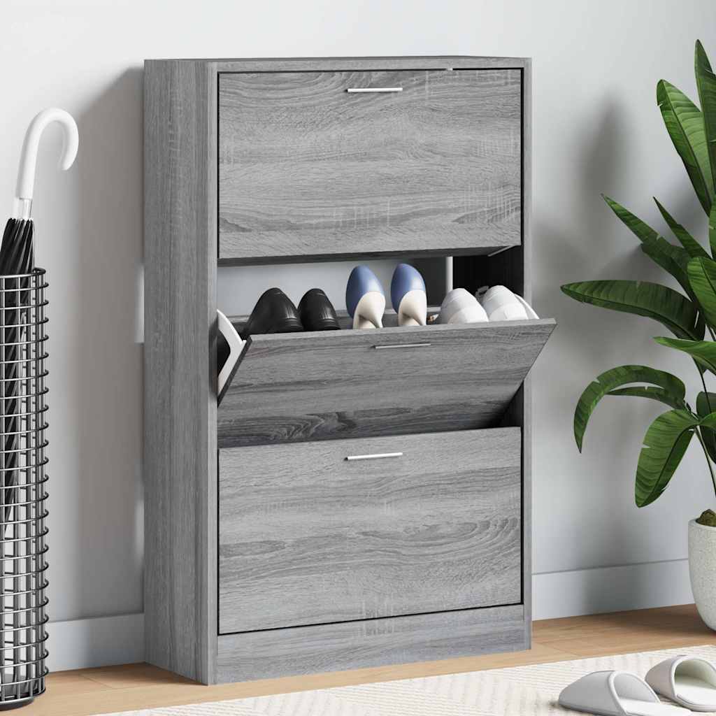 Schuhschrank Grau Sonoma 63x24x103 cm Holzwerkstoff