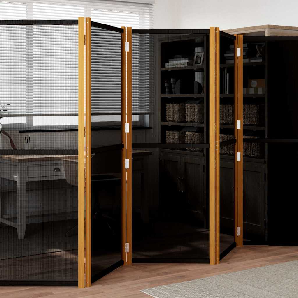 6-tlg. Raumteiler Schwarz 420x180 cm