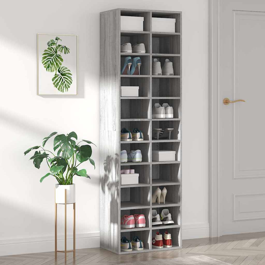 Schuhregal Grau Sonoma 54x34x183 cm Holzwerkstoff