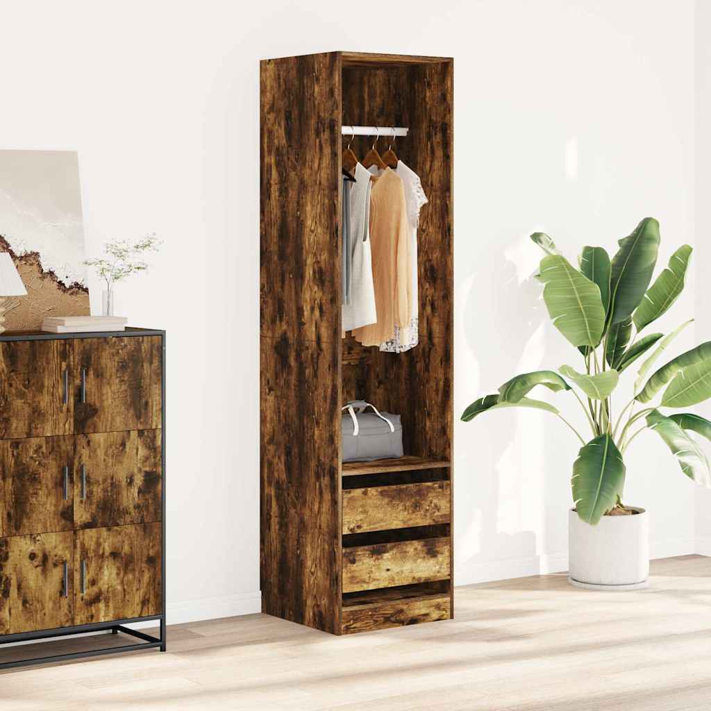 Kleiderschrank mit Schubladen Räuchereiche 50x50x200 cm