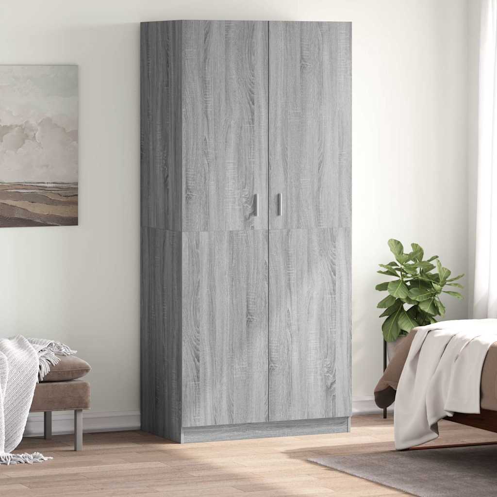 Kleiderschrank Grau Sonoma 90x52x200 cm Holzwerkstoff