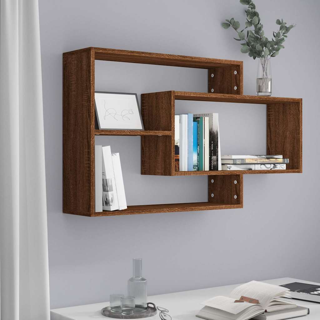 Wandregal Braun Eichen-Optik 104x20x58,5 cm Holzwerkstoff