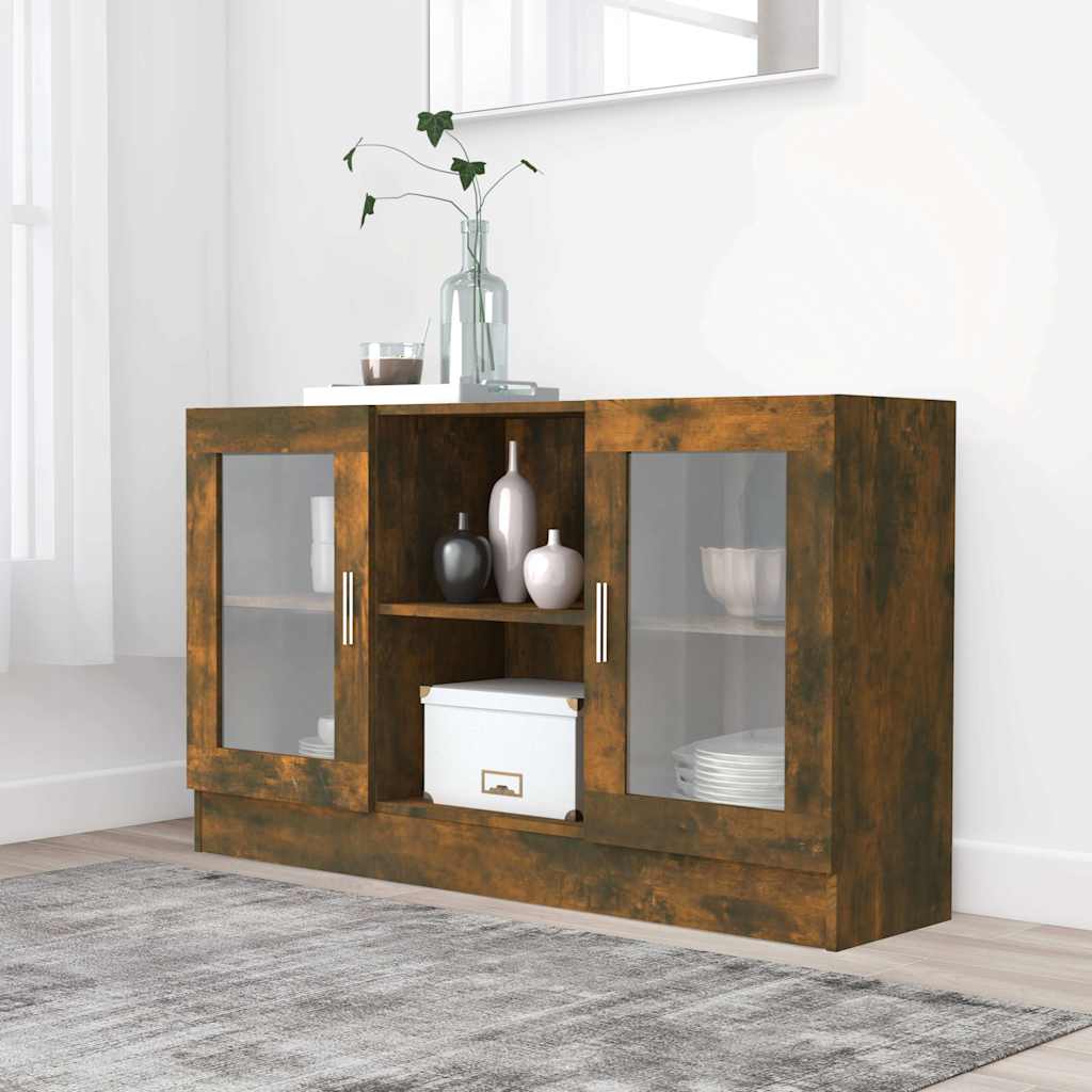 Vitrinenschrank Räuchereiche 120x30,5x70 cm Holzwerkstoff