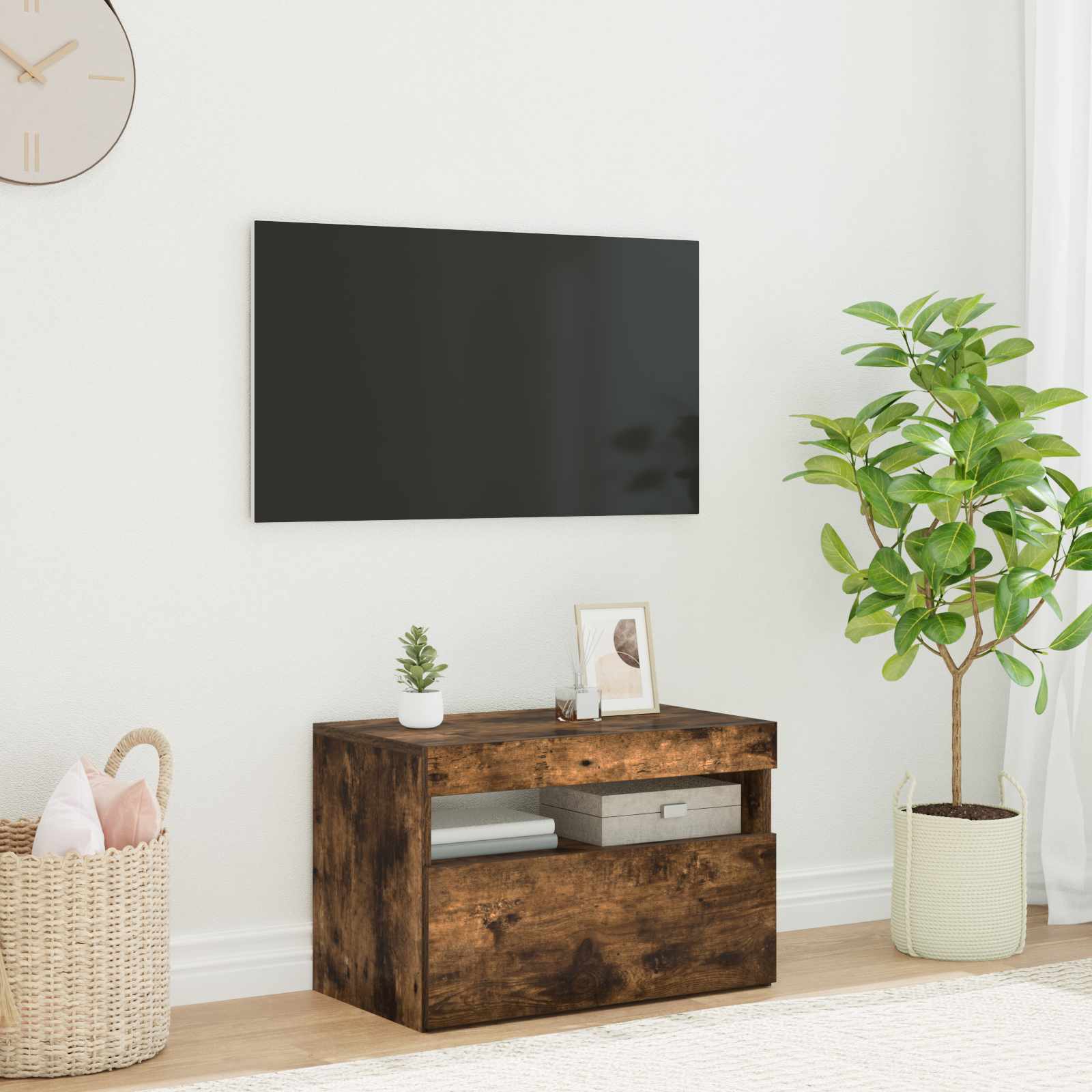 TV-Schrank mit LED-Leuchten Räuchereiche 60x35x40 cm