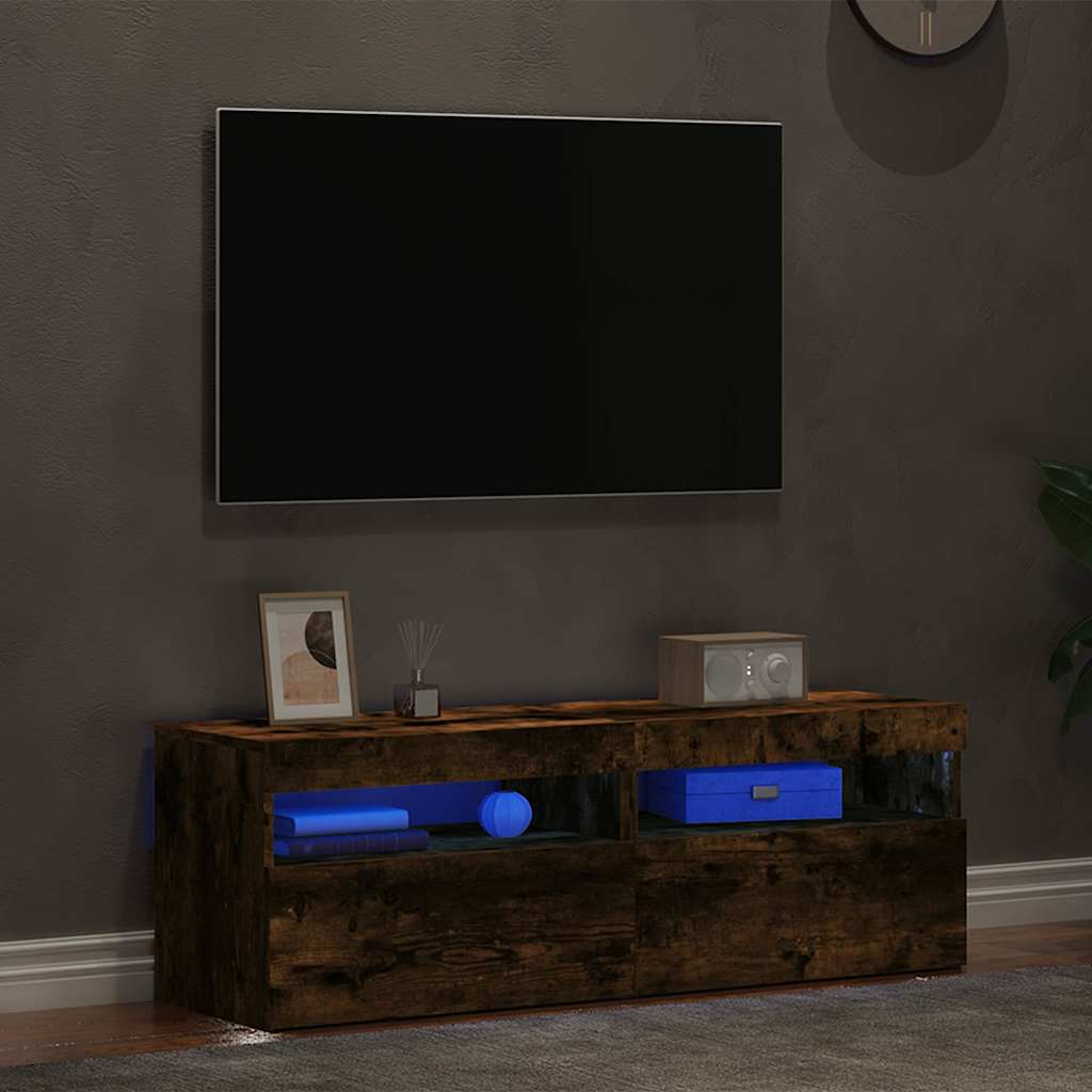 TV-Schränke 2 Stk. mit LED-Leuchten Räuchereiche 60x35x40 cm