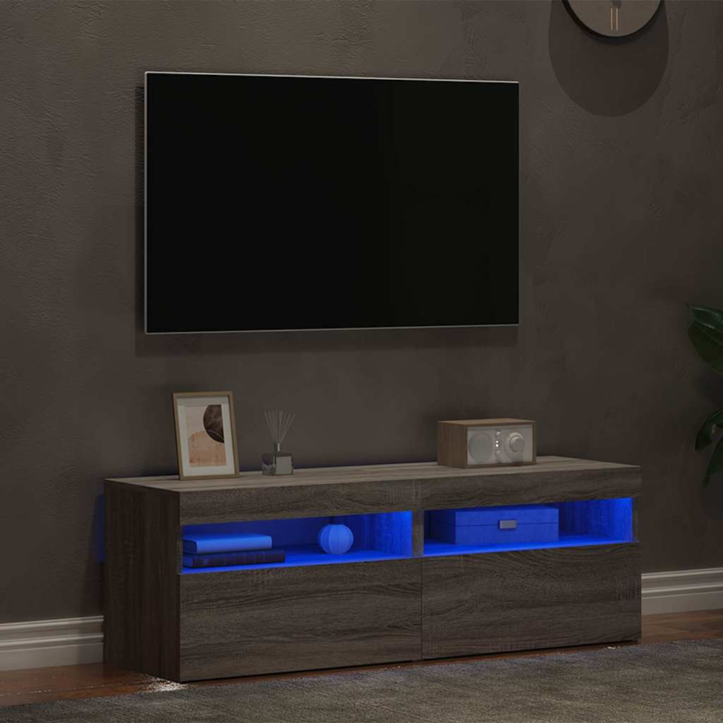 TV-Schränke 2 Stk. mit LED-Leuchten Grau Sonoma 60x35x40 cm