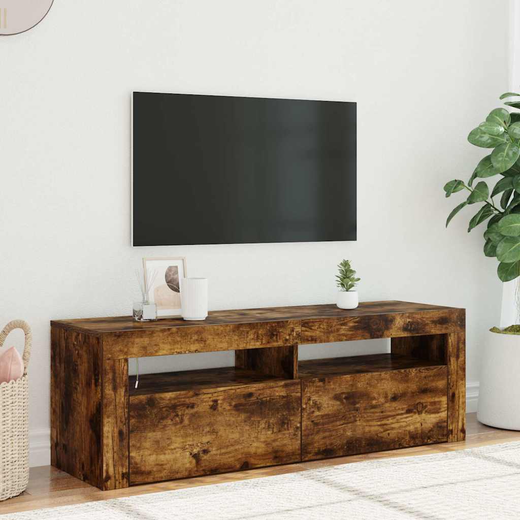 TV-Schrank mit LED-Leuchten Räuchereiche 120x35x40 cm