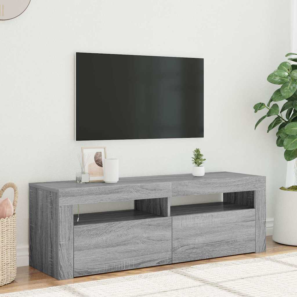 TV-Schrank mit LED-Leuchten Grau Sonoma 120x35x40 cm