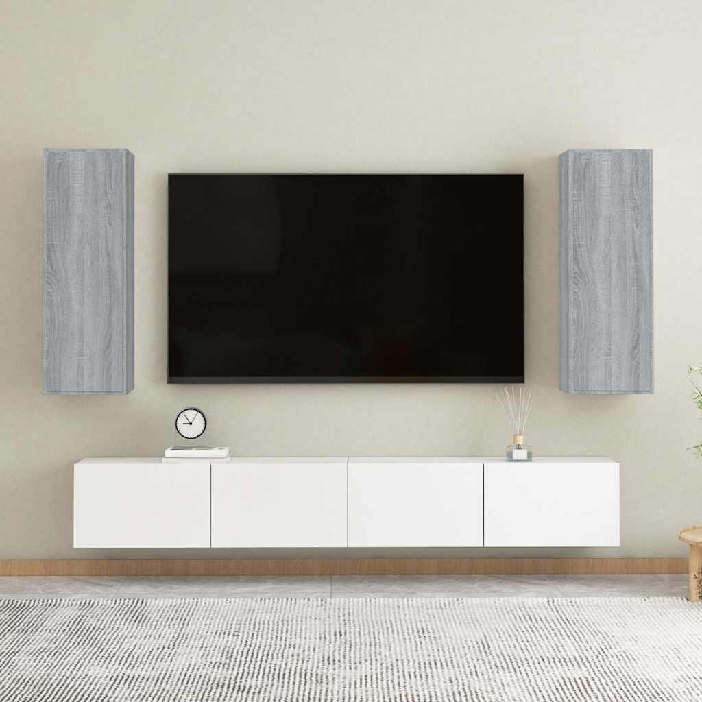 TV-Schränke 2 Stk. Grau Sonoma 30,5x30x90 cm Holzwerkstoff