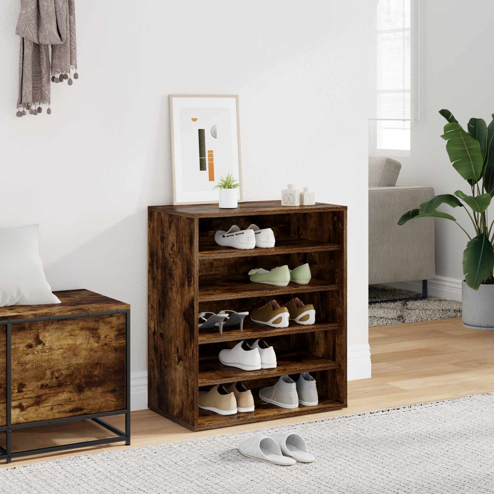 Schuhschrank Räuchereiche 60x35x70 cm Holzwerkstoff